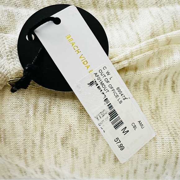 NWT Amuse Society Sz M Cream Out of Office Long Sleeve Knit Pullover Sweater - Picture 7 of 8